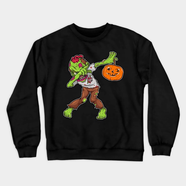 Dabbing Zombie Halloween Dab Funny Gift Crewneck Sweatshirt by Dr_Squirrel